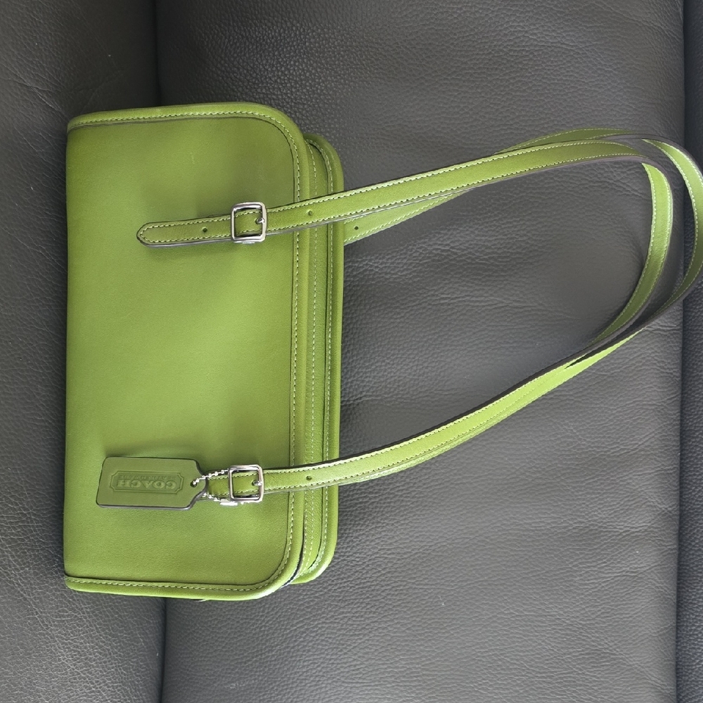 Coach Avocado Green Leather Shoulder Bag